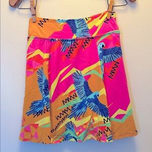 Dona Jo pickleball skort with macaw print